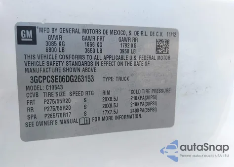 2013 Chevrolet Silverado Lt from USA, damaged, VIN 3GCPCSE06DG263153